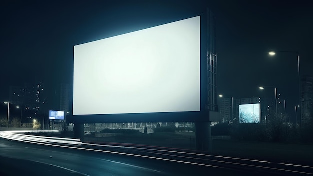 Screenshot di un cartellone pubblicitario vuoto e di un cartello pubblicitario vuoto sulla strada generato dall'intelligenza artificiale