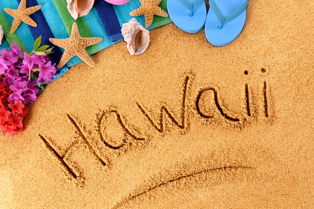 Scrittura della spiaggia delle Hawaii