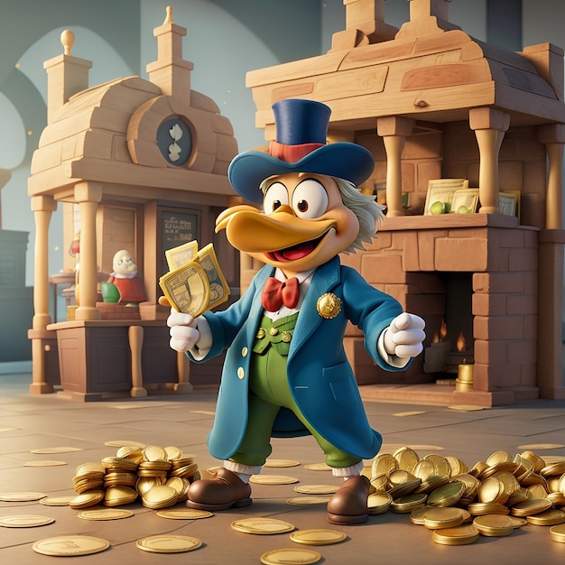 Scrooge McDuck con lo sfondo dell'oro American Express