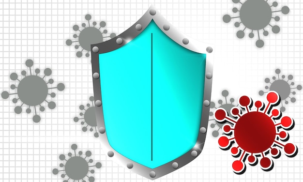 Scudo blu medico che protegge dal virus