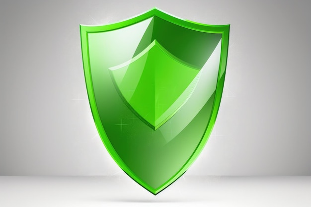 Scudo verde illustrazione icona logo concetto di protezione dei dati sfondo bianco IA generativa