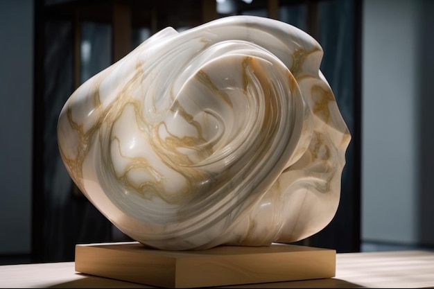 Scultura con texture di marmo liscio e pietra grezza creata con ai generativa