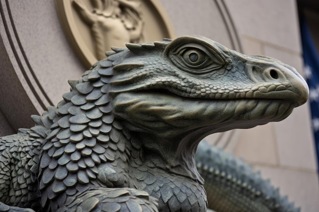 Scultura di drago sull'edificio