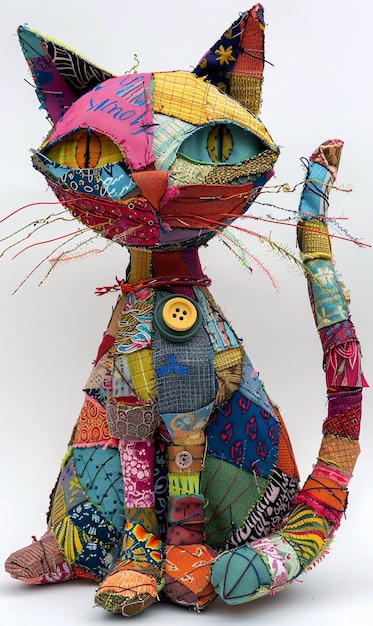 Scultura di gatto accoppiata a mano Un'opera d'arte vivace