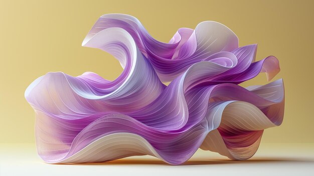 Scultura geometrica astratta viola e bianca su tavolo