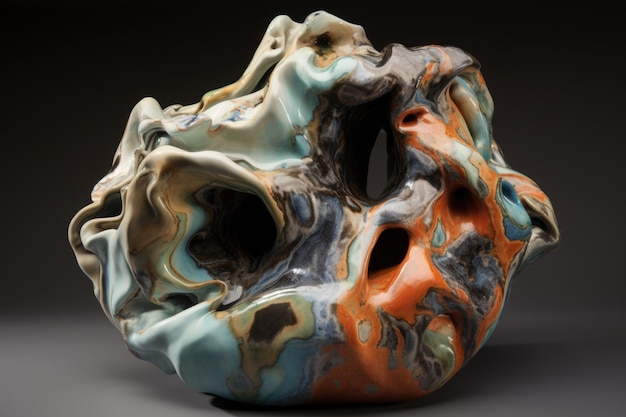 Scultura in ceramica di forma astratta creata con l'IA generativa