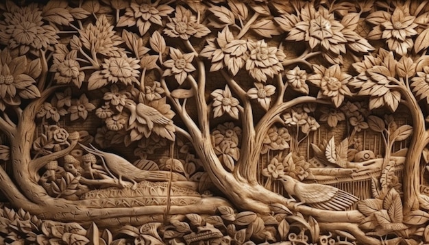 Scultura in legno arte drago leone coniglio foresta modelli di intaglio del legno Creative Ai