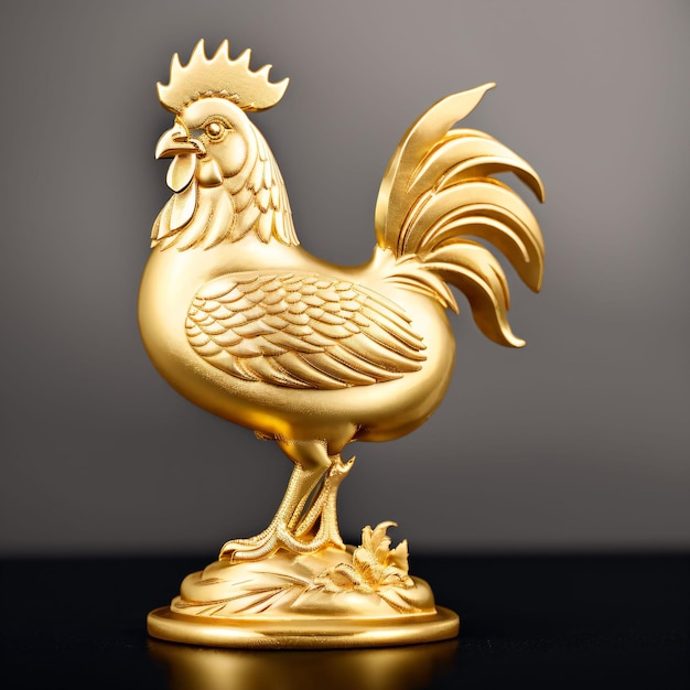 Scultura in oro di un gallo