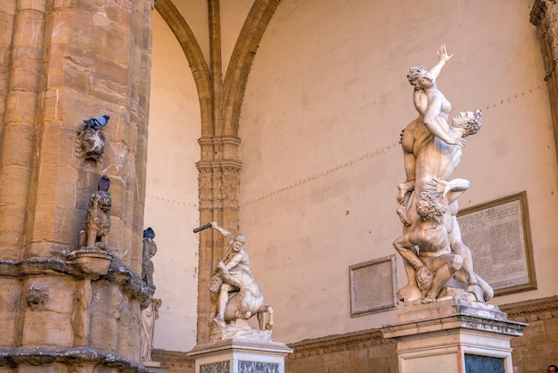 Scultura in Piazza della Signoria a Firenze, Italia. Architettura e punto di riferimento di Firenze