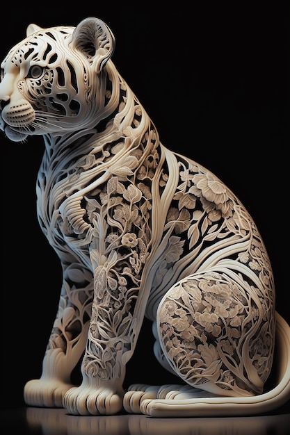 Scultura in porcellana ossea carino tigre capolavoro illustrazione animale immagine arte generata dall'IA