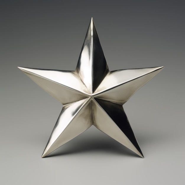 Scultura moderna di stella d'argento su sfondo grigio