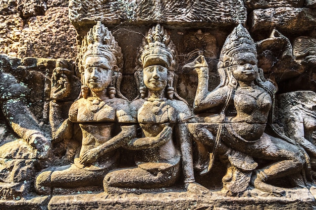 Scultura sul muro Terrazza del tempio degli elefanti in Angkor Wat, Cambogia