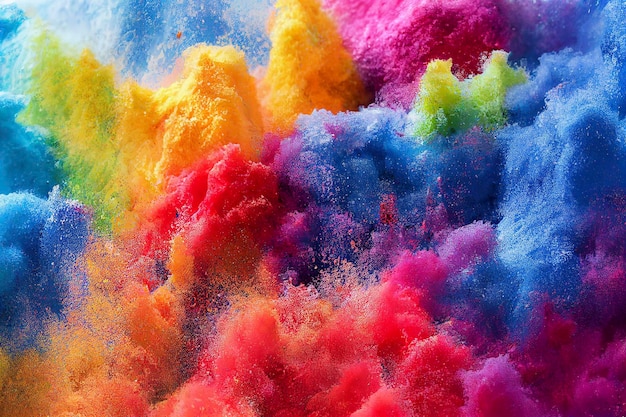 Sculture astratte di spruzzi colorati di vernice Liquido danzante Esplosione di colore