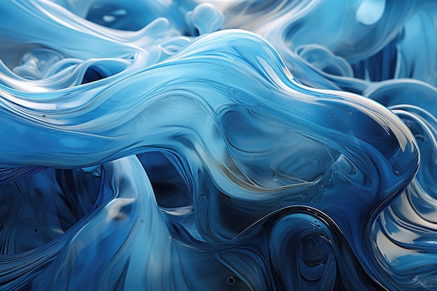 Sculture fluide simili al vetro grigio e blu