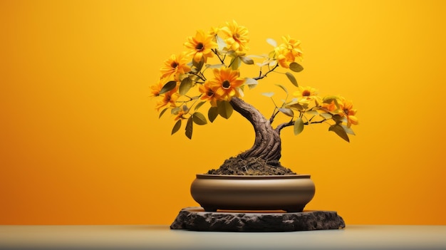 Sculture graziose dell'albero dei bonsai del girasole con effetto di solarizzazione