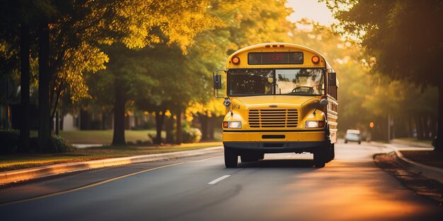 Scuolabus giallo sulla strada