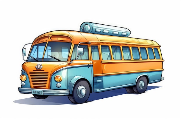 Scuolabus isolato in stile cartone animato su sfondo bianco AI generato