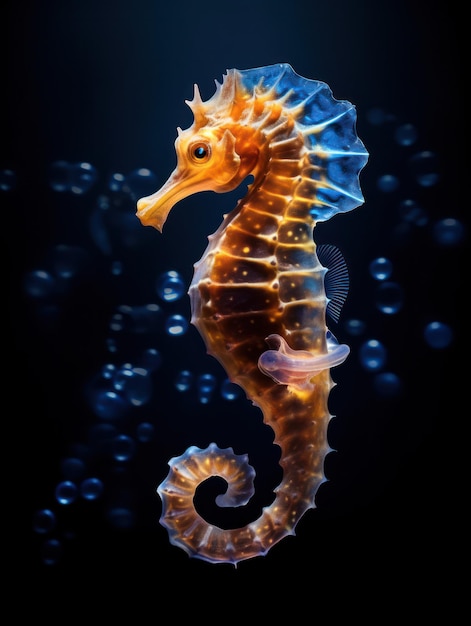 Seahorse Studio scatto isolato su sfondo nero chiaro AI generativa