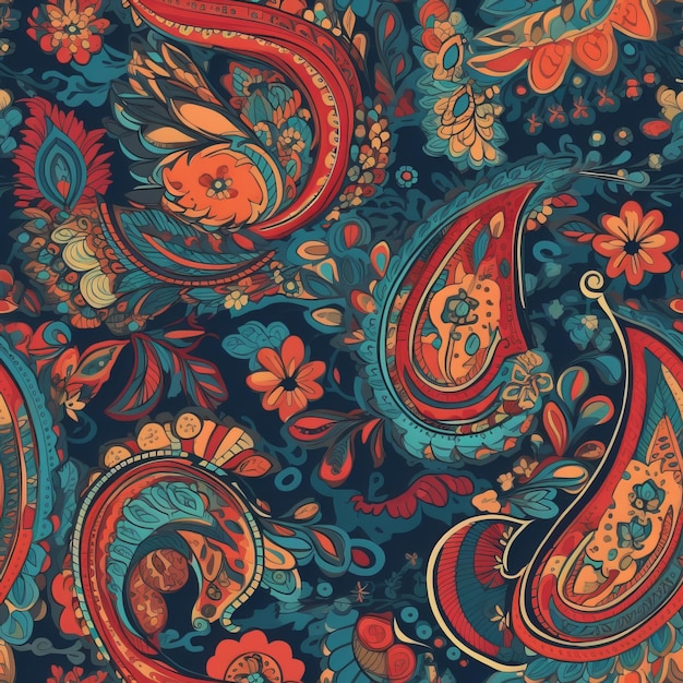 Seamless Bold Paisley Pattern in colori vivaci