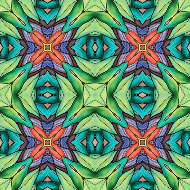 Seamless pattern astratto simmetrico intricato e colorato