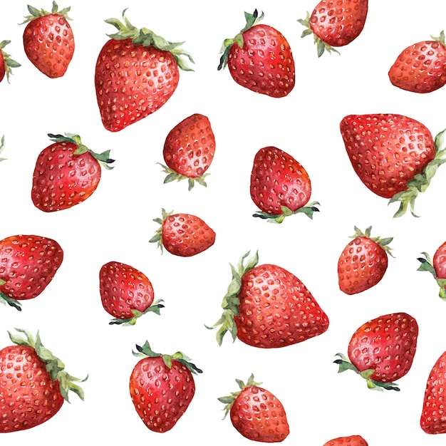 Seamless pattern con fragole colorate Aquarelle