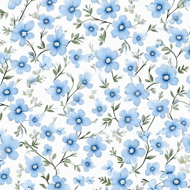 Seamless pattern di piccoli fiori blu generato ia