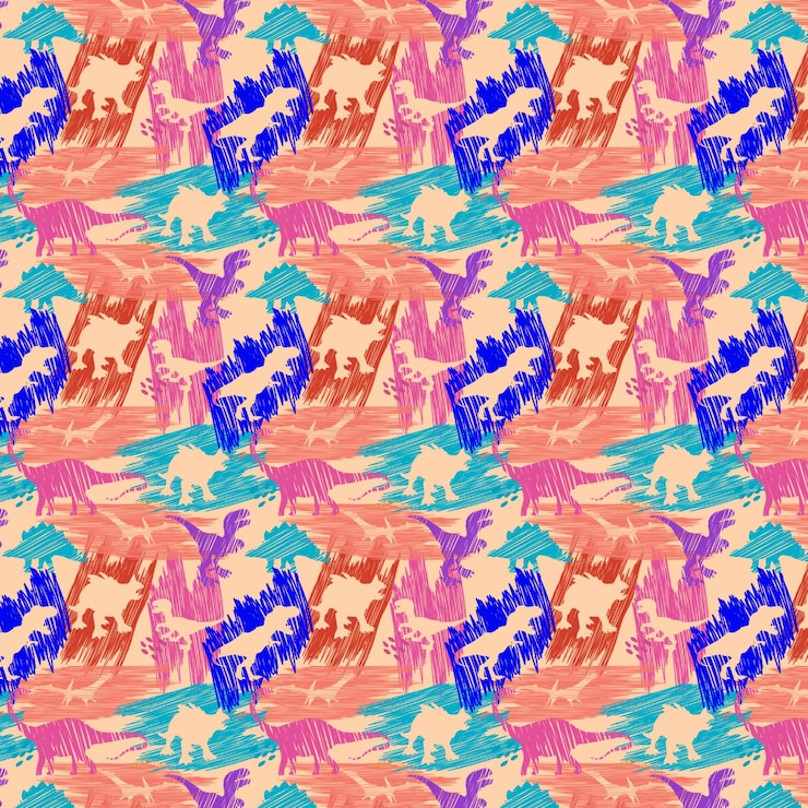 Photo seamless pattern with dinosaurs silhouettes