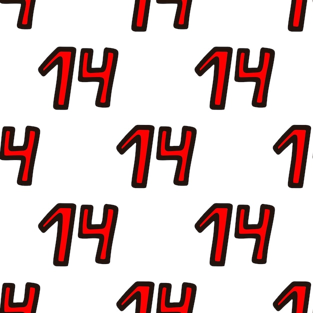 Seamless pattern with the number 14 illustration