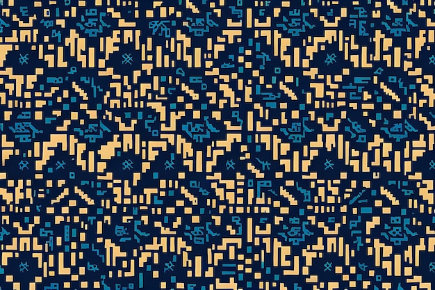 Seamless Square Dot Blue Orange Grunge Pixel Pattern AI generativa