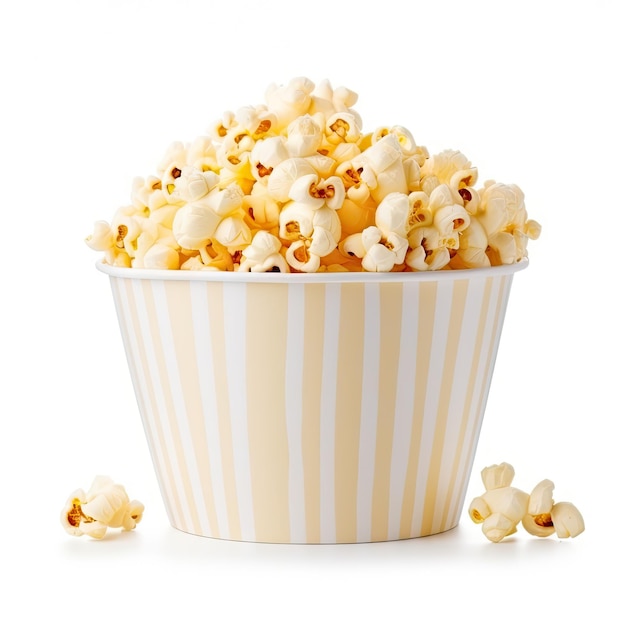 secchio di popcorn isolato su bianco