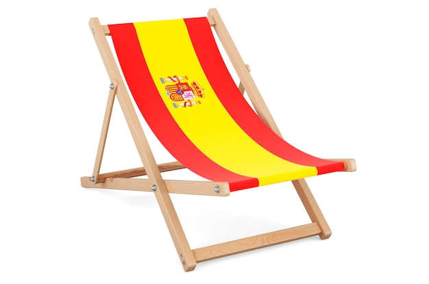 Sedia a sdraio con bandiera spagnola Tour vacanze in Spagna pacchetti di viaggio concept rendering 3D