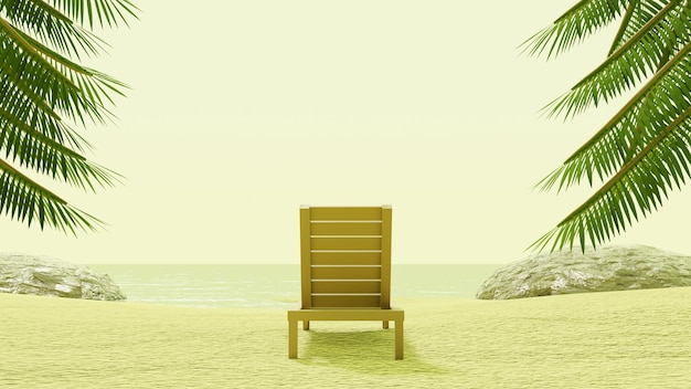 sedia a sdraio godendo la spiaggia 3d rendering sfondo tropicale estivo