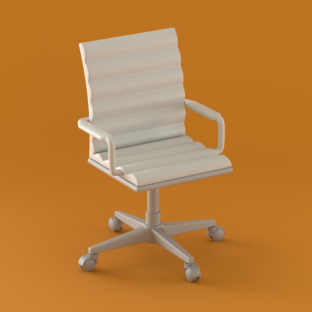 Sedia da ufficio con singolo monocromatico su sfondo arancione Rendering 3d