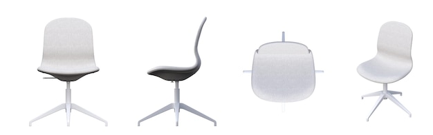sedia da ufficio isolata su sfondo bianco, arredamento interno, illustrazione 3D, rendering cg