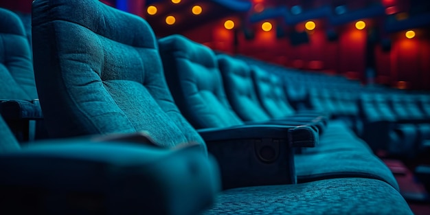 sedia da vicino in una sala da cinema vuota