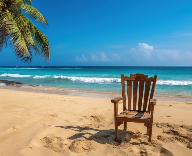 sedia di legno in spiaggia