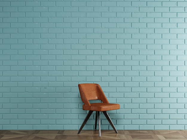 sedia in stile moderno in piedi davanti al muro di mattoni