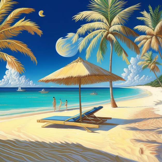 Sedie da spiaggia su una spiaggia tropicale di sabbia bianca