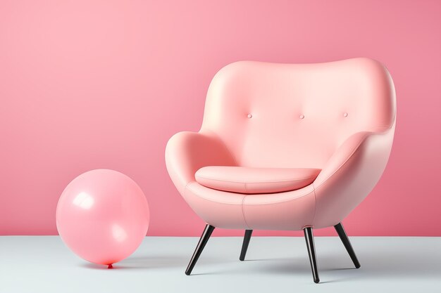 Sedile elegante con rivestimento a tuft e palloncino rosa