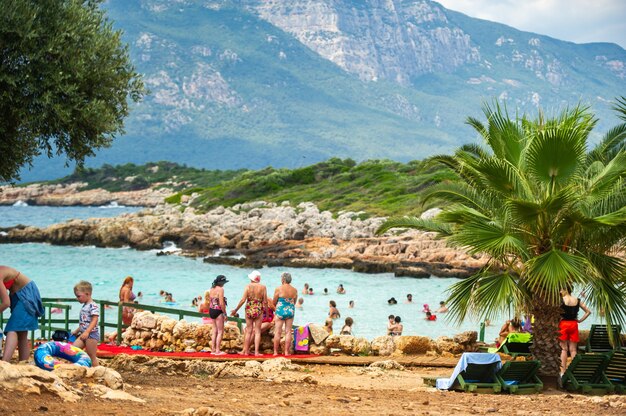 Sedir Island, Mugla, Turchia, 22 giugno 2018..turisti presso la famosa spiaggia di Cleopatra sull'isola nella baia di Gokova