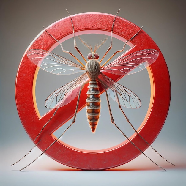 Segnale rosso 3D realistico Mosquito Prohibited NoEntry