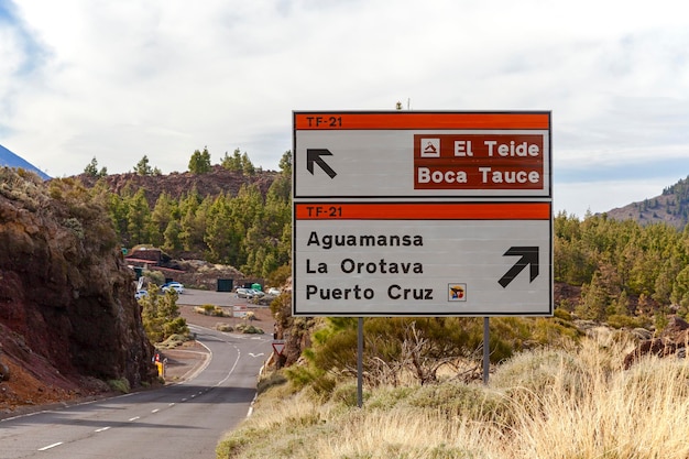 Segnale stradale di El Teide