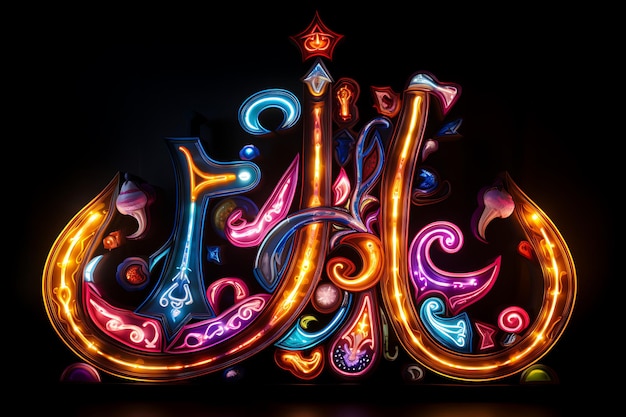 Segno al neon con lettere del Ramadan