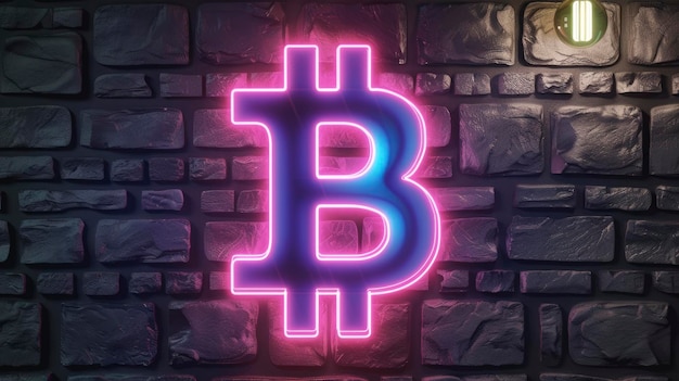 Segno Bitcoin luminoso al neon