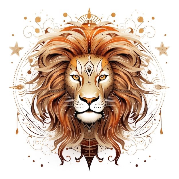 Segno creativo dello zodiaco del Leone su sfondo bianco