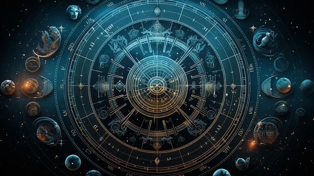 Segno dell'oroscopo zodiacale futuristico Aigenerato