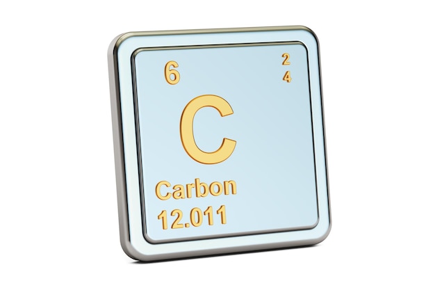Segno di elemento chimico carbonio C rendering 3D