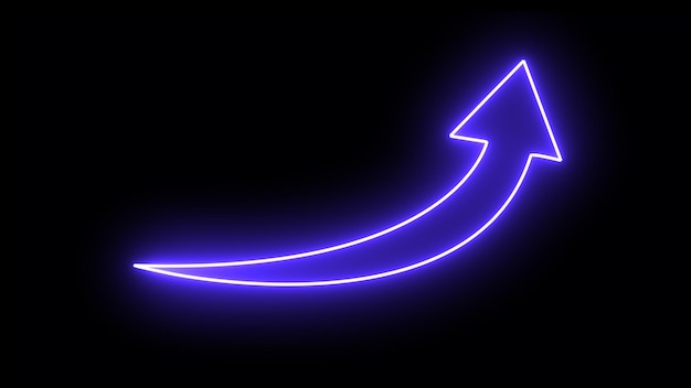 Segno di freccia al neon segno di freccia al neon e simbolo freccia al neon su sfondo nero
