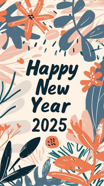 Segno di sfondo minimo disegnato a mano Buon anno 2025