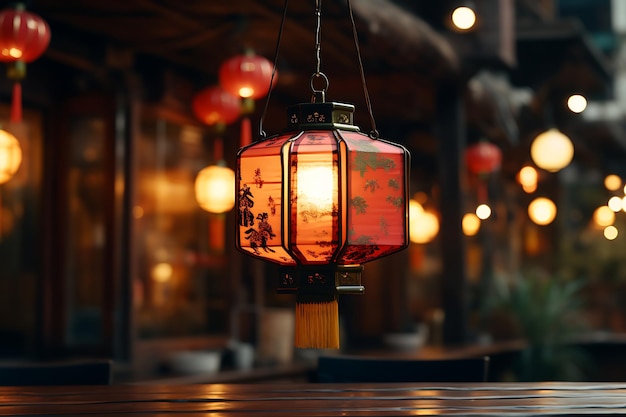 Segno di vetrina appeso Lanterna di carta Segno di ristorante asiatico Rosso vibrante e design elegante